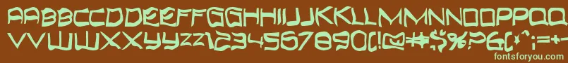 フォントTopbond – 緑色の文字が茶色の背景にあります。