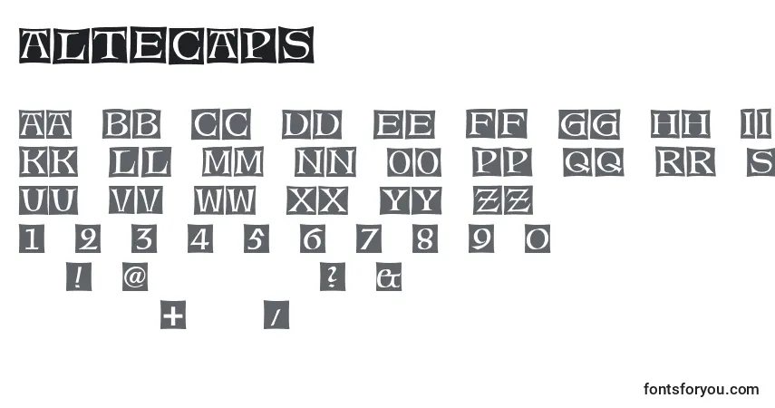 Czcionka AlteCaps – alfabet, cyfry, specjalne znaki