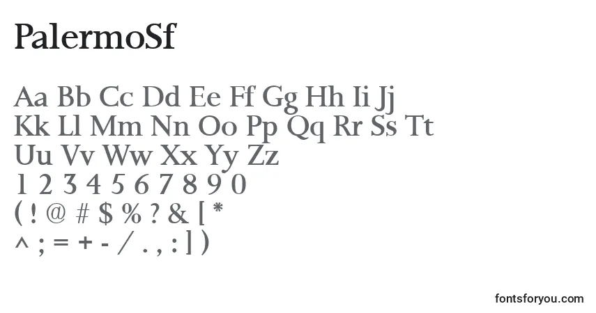 Шрифт PalermoSf – алфавит, цифры, специальные символы