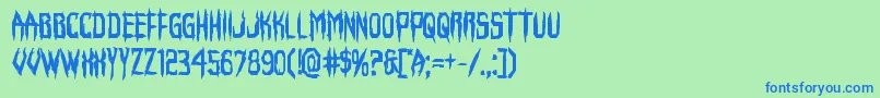 フォントHorroroidbold – 青い文字は緑の背景です。