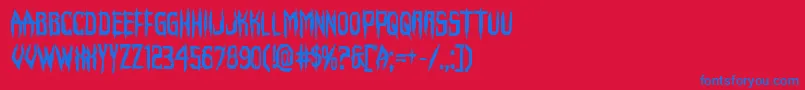 Horroroidbold-Schriftart – Blaue Schriften auf rotem Hintergrund