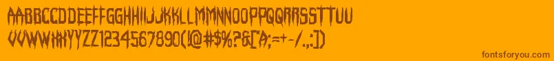 Horroroidbold-Schriftart – Braune Schriften auf orangefarbenem Hintergrund