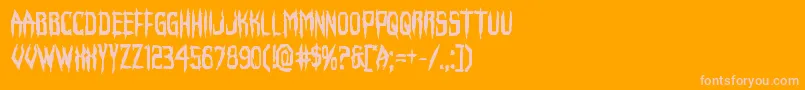 Horroroidbold-Schriftart – Rosa Schriften auf orangefarbenem Hintergrund