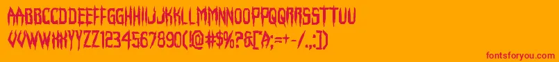 Horroroidbold-Schriftart – Rote Schriften auf orangefarbenem Hintergrund