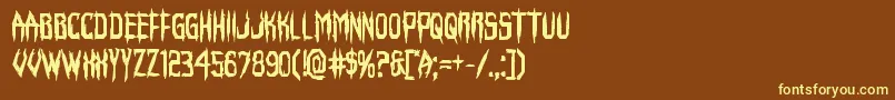 Weitere Informationen zur Horroroidbold-Schriftart Horroroidbold-Schriftart – Gelbe Schriften auf braunem Hintergrund
