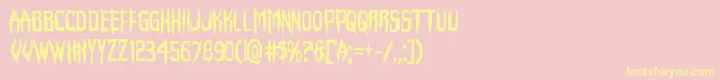 Horroroidbold-Schriftart – Gelbe Schriften auf rosa Hintergrund