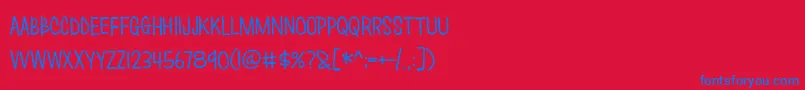 BmdLoveMonster Font – Blue Fonts on Red Background