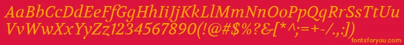 フォントVolkhovItalic – 赤い背景にオレンジの文字