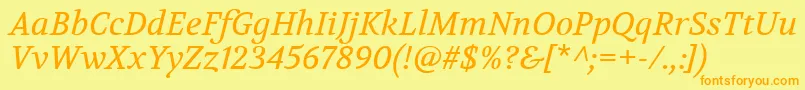 Police VolkhovItalic – polices orange sur fond jaune
