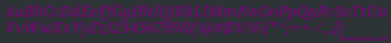 Fonte VolkhovItalic – fontes roxas em um fundo preto
