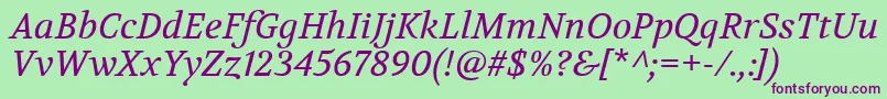 VolkhovItalic Font – Purple Fonts on Green Background