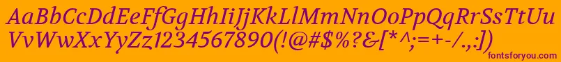 VolkhovItalic-Schriftart – Violette Schriften auf orangefarbenem Hintergrund