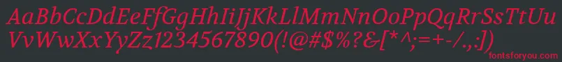 フォントVolkhovItalic – 黒い背景に赤い文字