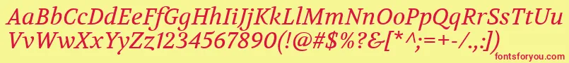 VolkhovItalic Font – Red Fonts on Yellow Background