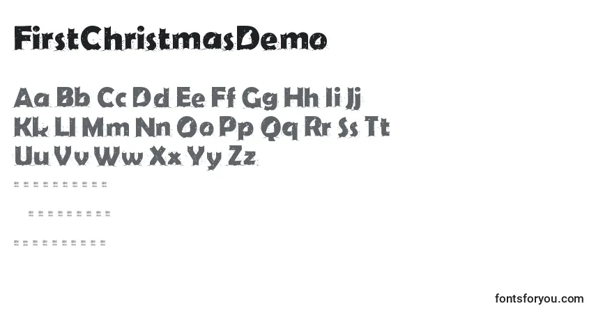 Шрифт FirstChristmasDemo – алфавит, цифры, специальные символы