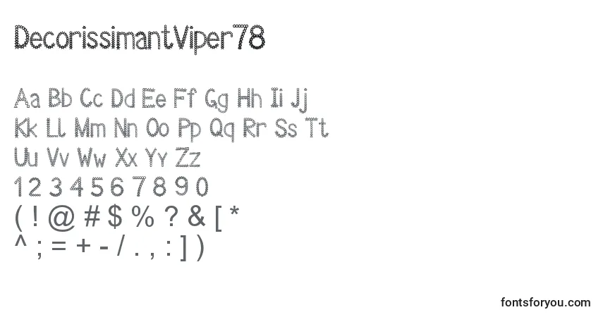 A fonte DecorissimantViper78 – alfabeto, números, caracteres especiais