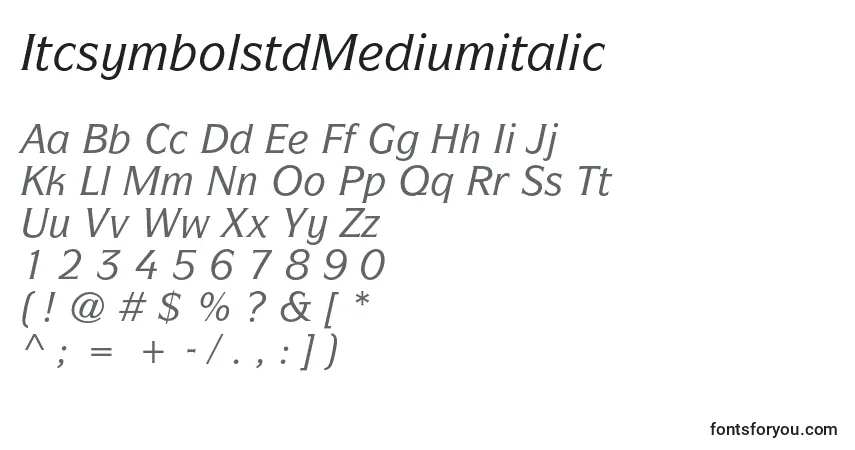 Шрифт ItcsymbolstdMediumitalic – алфавит, цифры, специальные символы