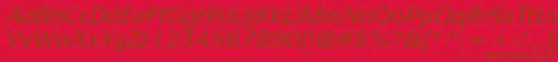 ItcsymbolstdMediumitalic-Schriftart – Braune Schriften auf rotem Hintergrund