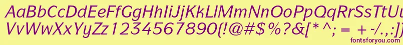 ItcsymbolstdMediumitalic Font – Purple Fonts on Yellow Background
