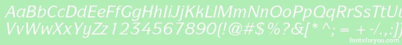 Шрифт ItcsymbolstdMediumitalic – белые шрифты на зелёном фоне
