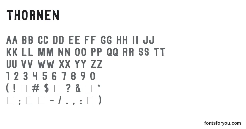 Czcionka ThorneN – alfabet, cyfry, specjalne znaki