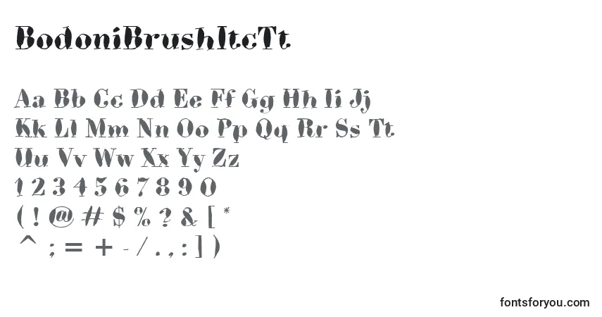 Шрифт BodoniBrushItcTt – алфавит, цифры, специальные символы