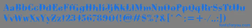 BodoniBrushItcTt-Schriftart – Blaue Schriften auf grauem Hintergrund