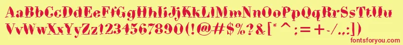 BodoniBrushItcTt-Schriftart – Rote Schriften auf gelbem Hintergrund