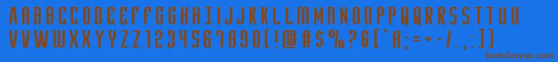 フォントYfilesxtraexpand – 茶色の文字が青い背景にあります。