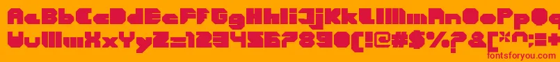 CortenClosedfatregular-Schriftart – Rote Schriften auf orangefarbenem Hintergrund
