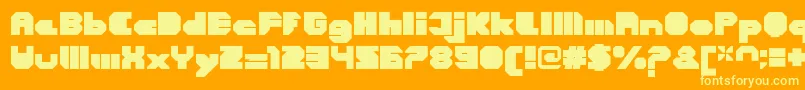 CortenClosedfatregular-Schriftart – Gelbe Schriften auf orangefarbenem Hintergrund
