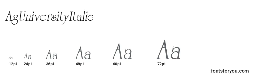 AgUniversityItalic Font Sizes