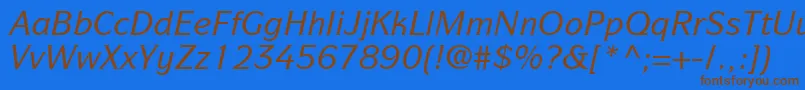 フォントItcSymbolLtMediumItalic – 茶色の文字が青い背景にあります。