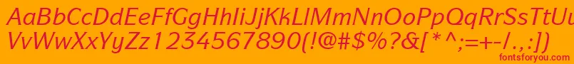 ItcSymbolLtMediumItalic Font – Red Fonts on Orange Background