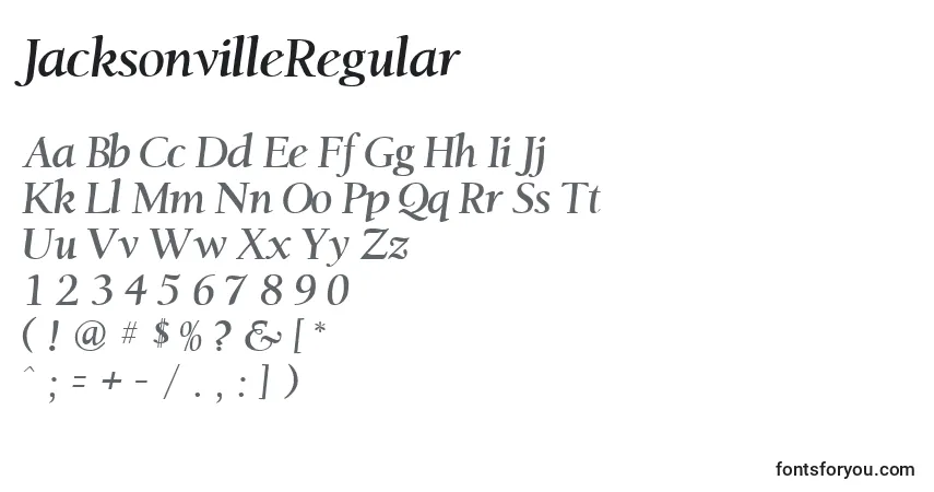 Schriftart JacksonvilleRegular – Alphabet, Zahlen, spezielle Symbole