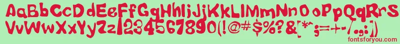 LittleTubbyJesus-Schriftart – Rote Schriften auf grünem Hintergrund