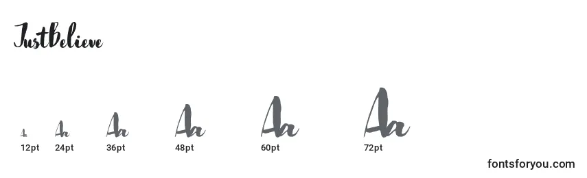 JustBelieve Font Sizes