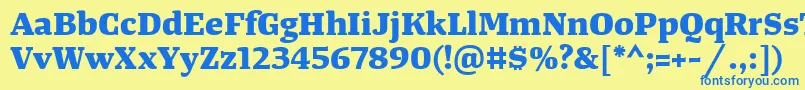 TangerserifwideExtrabold Font – Blue Fonts on Yellow Background