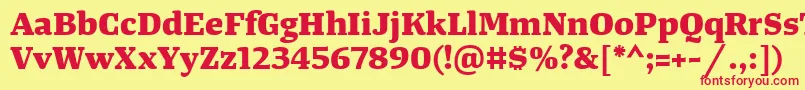 TangerserifwideExtrabold-Schriftart – Rote Schriften auf gelbem Hintergrund