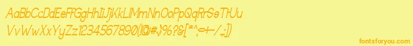 フォントTechinig – オレンジの文字が黄色の背景にあります。