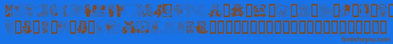 TeddyberV1.2-Schriftart – Braune Schriften auf blauem Hintergrund