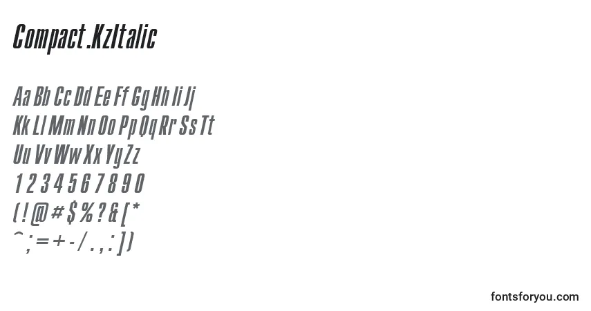 Шрифт Compact.KzItalic – алфавит, цифры, специальные символы
