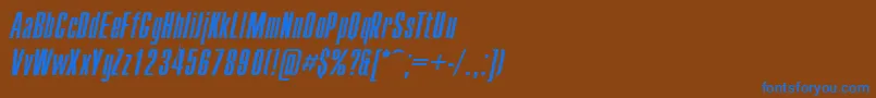 Compact.KzItalic Font – Blue Fonts on Brown Background