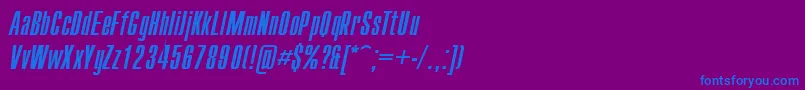 Compact.KzItalic Font – Blue Fonts on Purple Background