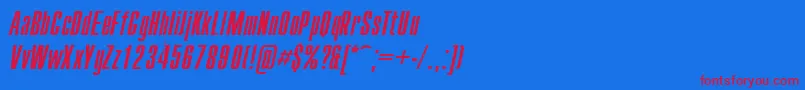 Compact.KzItalic Font – Red Fonts on Blue Background