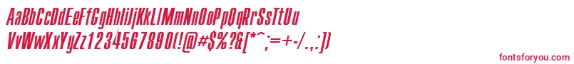 フォントCompact.KzItalic – 白い背景に赤い文字