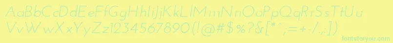 Weitere Informationen zur JosefinsansItalic-Schriftart JosefinsansItalic-Schriftart – Grüne Schriften auf gelbem Hintergrund