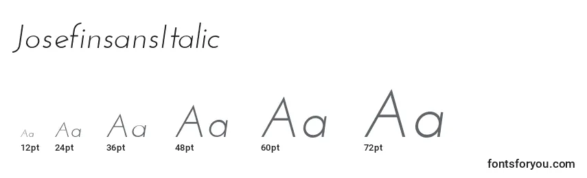Размеры шрифта JosefinsansItalic