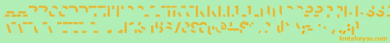 フォントHomesteadTwo – オレンジの文字が緑の背景にあります。