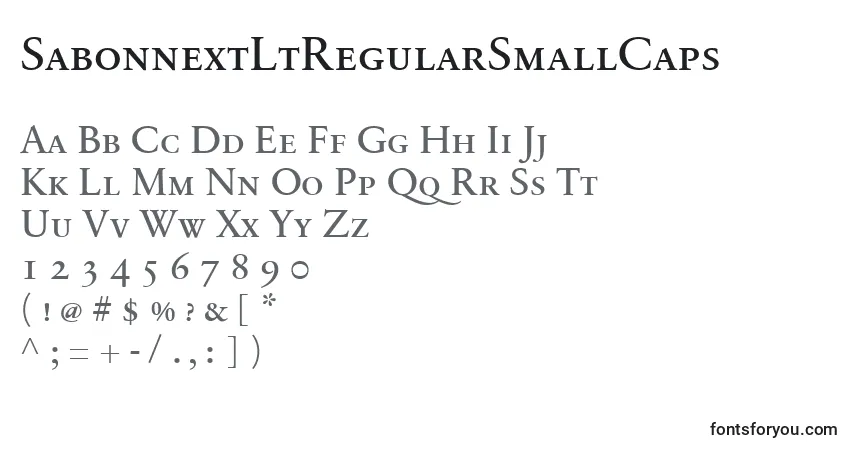 A fonte SabonnextLtRegularSmallCaps – alfabeto, números, caracteres especiais
